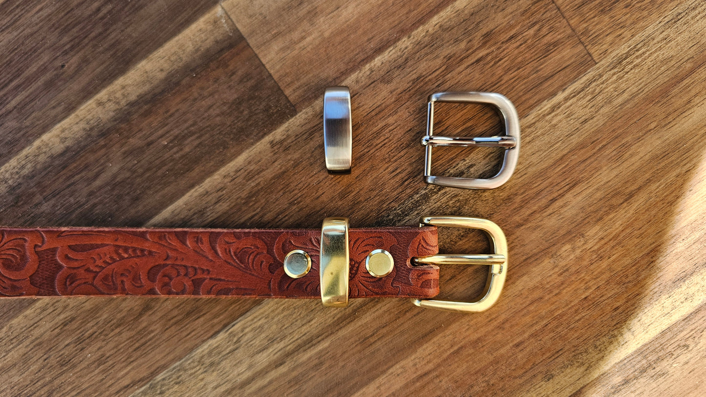 Marlie Floral embossed belt