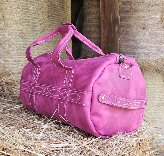 Gunslinger Duffle Bag in Pink Crazy horse