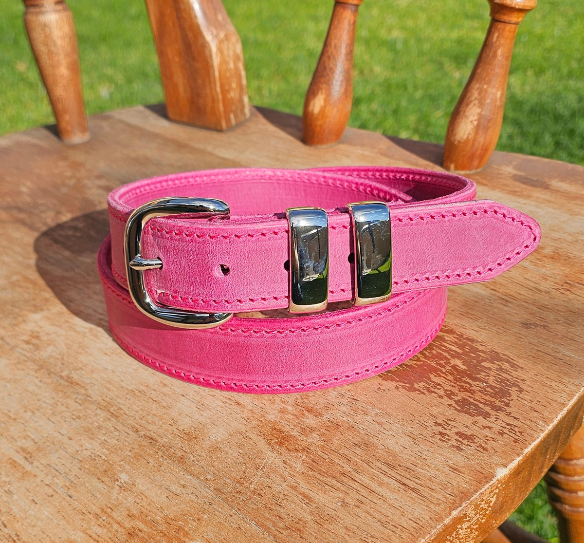 Hot pink stitched belt for NBCF