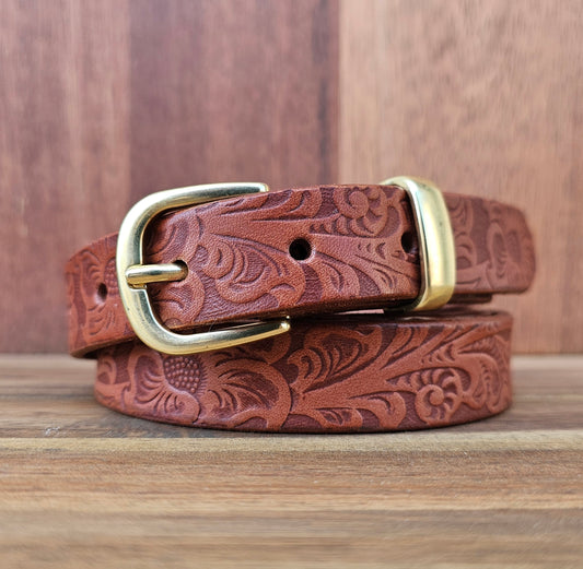 Marlie Floral embossed belt