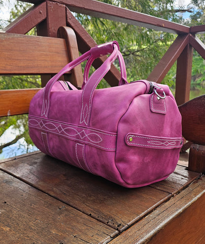 Gunslinger Duffle Bag in Pink Crazy horse