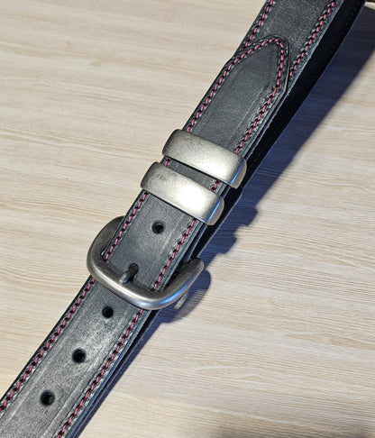Hot pink stitched 32mm black belt for NBCF