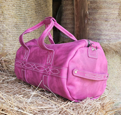 Gunslinger Duffle Bag in Pink Crazy horse